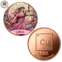 Pièce de monnaie de collection en cuivre pur 999 de 1 once, imprimée en couleur 2D sur mesure, élément Cu de la table périodique, vente en gros