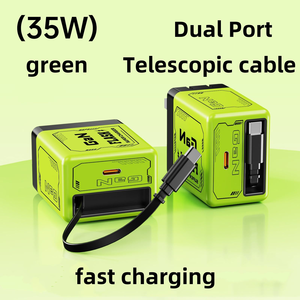 Charger USB C Lipat <span class=keywords><strong>2</strong></span> in 1, Pengisi Daya Cepat Gan yang Dapat Ditarik dengan Kabel Tipe C - Product Image 6