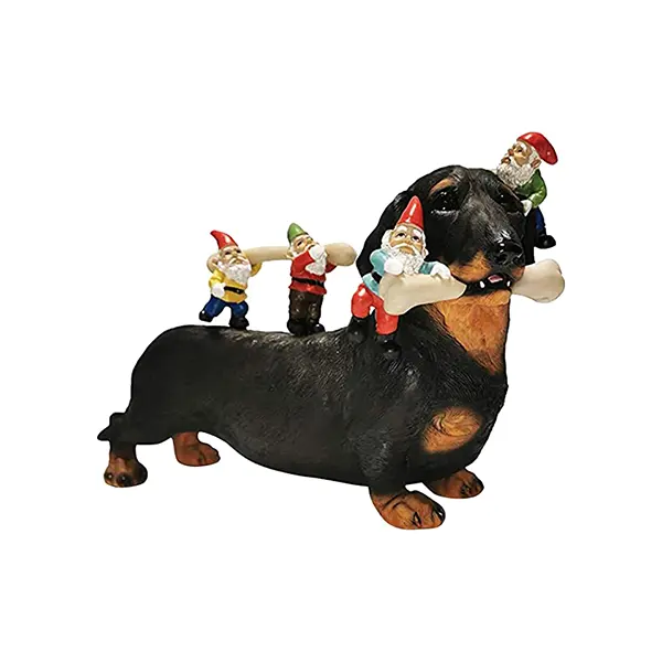 รูปปั้นสุนัขแคระรูปปั้นสุนัขดัชชุนกับตุ๊กตารูปสัตว์ทำจากเรซิ่นรูปปั้นสุนัขสำหรับตกแต่งสวนผลิตตามสั่ง