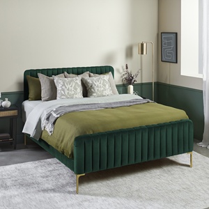 Mobilier <span class=keywords><strong>de</strong></span> chambre à coucher King Size, cadres <span class=keywords><strong>de</strong></span> lit avec panneau élégant, tête <span class=keywords><strong>de</strong></span> lit et extrémités <span class=keywords><strong>de</strong></span> pieds en métal pour adultes et enfants - Product Image 2