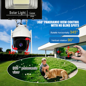 Jbp 100W 4G năng lượng mặt trời đèn pha với máy ảnh và 256G thẻ SD IP65 đánh giá nhôm dẫn điện năng thấp ngoài trời Vườn An ninh ánh sáng - Product Image 2