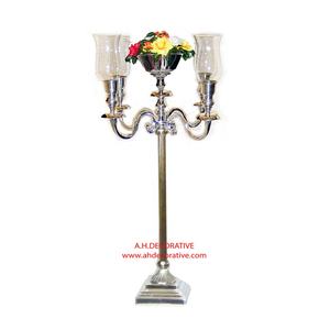 Metal Candelabra with 4 Glass Votives & Flower Bowl <b>Christmas</b> Party <b>Decoration</b> Metal Handmade Candelabra for Lighting <b>Decoration</b> - Product Image 1