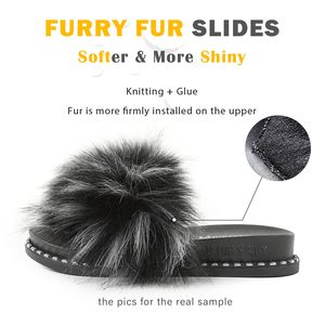 Pantoufles en fourrure personnalisées Diapositives floues Sandales à plateforme Sandales à bout ouvert Diapositives moelleuses Sandales à plumes Chaussures à enfiler en fourrure pour femmes - Product Image 2