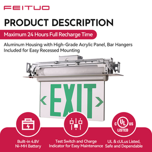 FEITUO Fábrica OEM ODM, Letrero <span class=keywords><strong>de</strong></span> Salida <span class=keywords><strong>de</strong></span> <span class=keywords><strong>Emergencia</strong></span> LED Empotrado <span class=keywords><strong>de</strong></span> Aluminio, <span class=keywords><strong>Luz</strong></span> <span class=keywords><strong>de</strong></span> Señalización <span class=keywords><strong>de</strong></span> Salida para Proyectos <span class=keywords><strong>de</strong></span> Edificios Comerciales, Venta al por Mayor - Product Image 3
