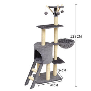 Manufacturer Wholesale Grey Beige Sisal Short Plush <b>Cat</b> Tree <b>Condo</b> - Product Image 6