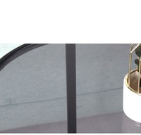 Design moderne à 2 niveaux en métal noir cadre en verre rond table basse latérale table de chevet