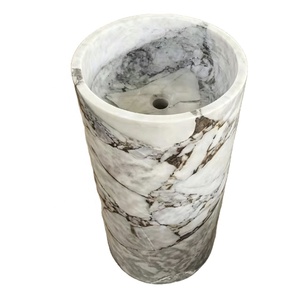 <span class=keywords><strong>Lavabo</strong></span> <span class=keywords><strong>a</strong></span> colonna in marmo bianco Elefante su misura, lavorato artigianalmente, monolitico, lucidato, per camera da letto - Product Image 1