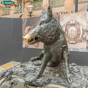 Lebensgroße Garten dekoration im Freien Metall Tier figur Bronze Schwein Kupfer Wildschwein Statue