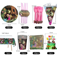 Nappe jetable en forme d'ourson de dessin animé, couvre-table pour décoration de fête d'anniversaire, nouvelle collection