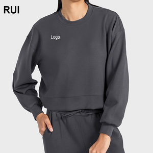 RUIQUWIN-Jersey de Cuello Redondo para Mujer, Sudadera Corta Informal de Manga Larga Elástica de Gran Tamaño, Ropa de Salón - Product Image 1
