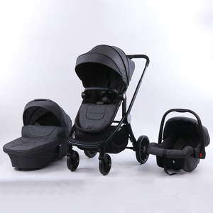 Poussettes pour bébé 3 en 1 Buggy réversible en lin de <span class=keywords><strong>luxe</strong></span> avec frein à une touche Cochecito De <span class=keywords><strong>Bebe</strong></span> 3 en 1 avec siège <span class=keywords><strong>auto</strong></span> - Product Image 3