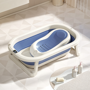 <span class=keywords><strong>Vasca</strong></span> da Bagno Pieghevole Portatile per Neonati 2026 Nuova con Termometro Blu Grigio Rosa - Product Image 3