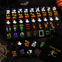 Ensemble de tuiles de mahjong américaines en acrylique cristal de luxe pour la nuit d'Halloween, vente en gros |    Support de rangement personnalisé pour tapis de jeu de Mahjong 160 pièces