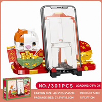 Ensemble de blocs de construction Lucky Cat avec support de téléphone, 301 pièces, jouet de construction STEM, briques éducatives DIY, décoration de bureau, kit de modélisme, cadeau