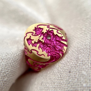 Anillo de Esmalte Único con Detalles Florales Azules, Joyería de Oro de Lujo, con Acentos de Diamantes para Mujer - Product Image 1