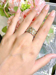 Anillo Vintage de oro de lujo de moda para mujer con encaje hueco italiano artesanía anillo ancho Simple <span class=keywords><strong>Instagram</strong></span> dedo índice - Product Image 3