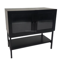 Buffet moderne de luxe en MDF noir, grande capacité, gain de place, pour salon, entrée, hôtel, appartement, chambre à coucher