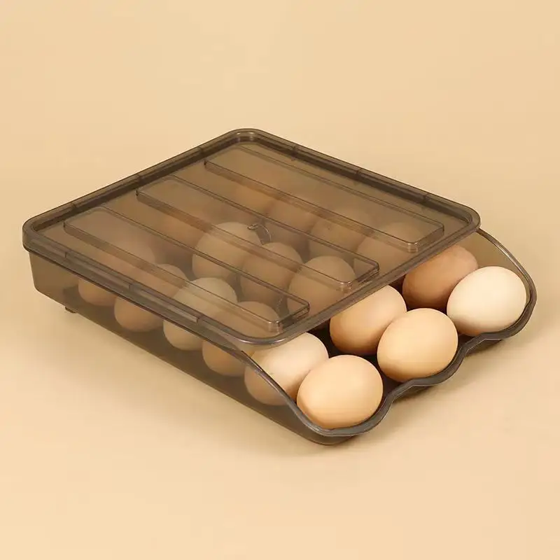 रसोई पारदर्शी प्लास्टिक दराज प्रकार रेफ्रिजरेटर कंटेनर अंडे आयोजक भंडारण रैक