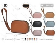 Portamonete da donna a mezzaluna con cinturino da polso, chiusura a cerniera, mini formato 5 pollici, in microfibra e pelle sintetica - Product Image 1