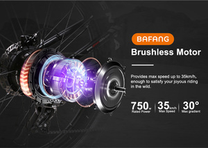 Samebike RS-A08 26 "Aluminum Alloy Frame 17Ah Long Range BAFANG 750W Powerful All Terrain Fat Tire Electric <b>Bike</b> Ebike - Product Image 6