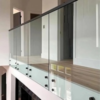 Rampe d'escalier intérieure EKOO en verre sans cadre avec support en acier inoxydable