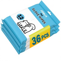 BoWanGate 36 lingettes pour animaux certifiées hypoallergéniques pour chiens et chats |   Gants désodorisants et hydratants pour pattes, oreilles, visage, fesses et maison