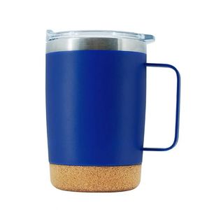 Wholesale Custom Logo 13oz 304 Stainless Steel Coffee <b>Mug</b> Cork Base Cups With Handle Bpa Free Flip Lid Promotional Gift - Product Image 2