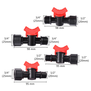 Microirrigación, Conector de Tubería de Agua con Válvula Mini de Riego por Goteo, Rosca Hembra y Macho de 1/2 y 3/4 Pulgadas, Válvula de Riego con Espiga - Product Image 2