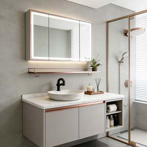 BALOM Premium Sintered Stone Bathroom Vanity Cabinet Double Basin Countertop Soft Close <b>Drawers</b> Modern Hotel Washroom Style - Product Image 5