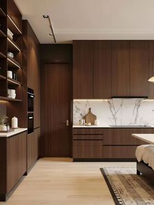 Armoires de cuisine modulaires en bois massif CBMmart OEM/ODM avec portes plates et shaker, acier inoxydable, écologiques, RTA, directement de l'usine - Product Image 2