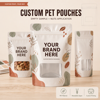 Op maat bedrukte PET stand-up pouches met transparant venster en hersluitbare ritssluiting voor noten, snacks en voedingsmiddelen van retailmerken in het VK