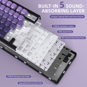 ATTACK SHARK X85 Wireless Mechanical <strong>Keyboard</strong> 75% Gasket-mounted <strong>Bluetooth</strong> 5.1 2.4G Wireless Type-C Wired Mechanical <strong>Keyboard</strong> - Product Image 3