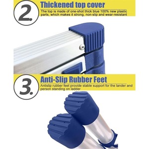 Échelle télescopique pliante en aluminium Deliladder avec stabilisateurs, capacité de 300 lb, échelle rétractable pour usage en entrepôt, bleue - Product Image 4
