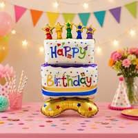 Ballon en aluminium BLN « Joyeux Anniversaire » sur pied avec base, grand ballon gonflable en Mylar pour la décoration de fête d'anniversaire de bébé ou d'enfant
