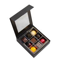 Boîte à chocolat multifonctionnelle de luxe personnalisée avec logo écologique, faite à la main, en carton, avec fermeture magnétique et fenêtre de séparation pour truffes