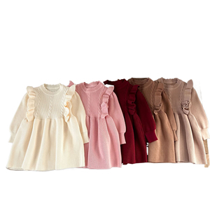 Ins gaun katun bayi perempuan, pakaian luar sweater rok termal musim gugur dan musim dingin - Product Image 1