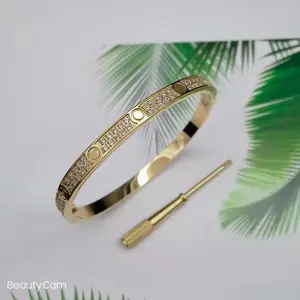 Europese En Amerikaanse Mode Trend Charme 316l Roestvrij Staal Schroevendraaier Diamanten Armband Valentijnsdag Liefde Cadeau