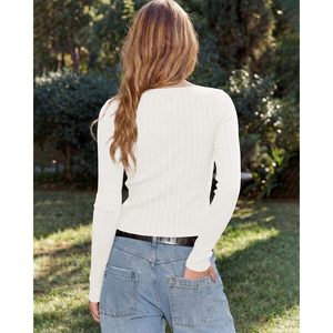 FOXA Cardigan ajusté pour femme, manches longues, côtelé, boutonné, léger, tenue d'automne - Product Image 3