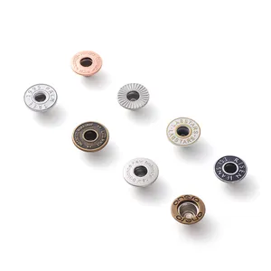 Richbutton 17 Mm Copper Nickle Sliver Double Prong Brass Jeans Rivets Open Cap Metal Button for Jeans