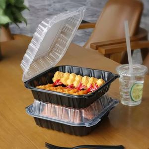 Conteneur alimentaire jetable biodégradable rigide avec compartiment, design à charnière, en mousse plastique MFPP, compatible micro-ondes, couleur personnalisée - Product Image 1