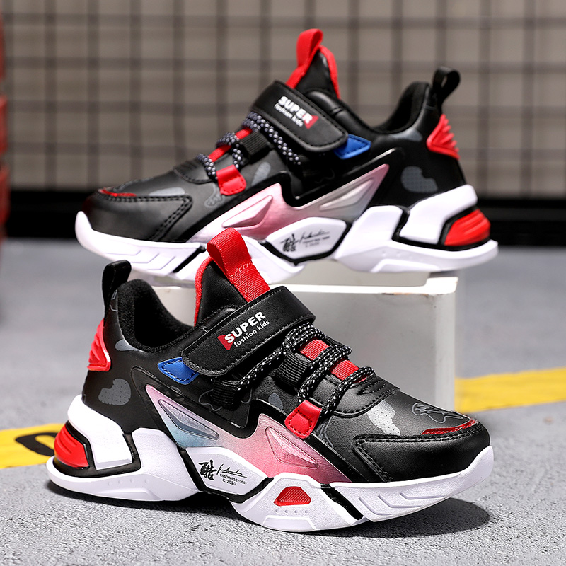 Autumn Leather Sports Boys Shoes School Sneakers Student Casual Outdoor Non-Slip Trainer Jogging Walking Style Tenis