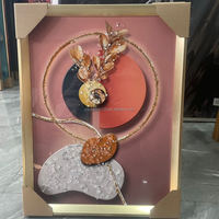 Cadre photo géométrique moderne abstrait en porcelaine plaquée argent, art mural de luxe, décoration intérieure, peinture de luxe en cristal et diamant