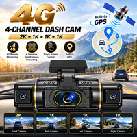 Caméra de voiture 4G à 4 canaux avec écran tactile 3 pouces, Wi-Fi, GPS, surveillance de stationnement 24h/24, compatible carte SD jusqu'à 512 Go, diffusion en direct 4G, caméra embarquée 4G