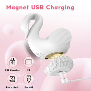 Best-Selling Foreign Trade White Swan Suction Vibrator for Sex Toy 10 Modes Waterproof Button <b>Operated</b> for Female - Product Image 3