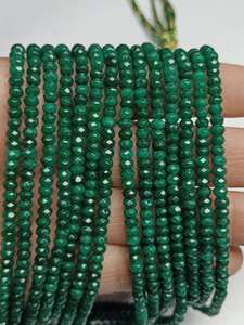 Collar de Cuentas de Jade Verde Natural de Alta Calidad Grado AAA, Facetadas en Forma de Rondelle de 4mm, Certificado por M.Y.GEMS, Hecho en India - Product Image 3
