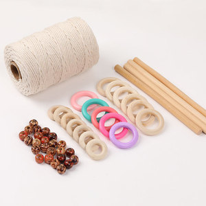 Kit de tapicería circular Hemu, cuerda de algodón, cuentas de madera, ganchos, anillos, varillas, juego para manualidades - Product Image 3