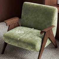 Fauteuil simple vert rétro nordique en chenille capitonnée, style décontracté, en bois massif, mobilier de salon de luxe léger de haute qualité