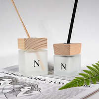 Ensemble de flacons vides pour diffuseur de parfum, aromathérapie, 200ml, 150ml, 100ml, 50ml, carrés givrés avec bouchon en bois