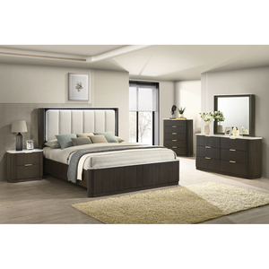 Comodino Contemporaneo con Piano in Marmo e Finitura Noce Scuro, Arredamento per Camera da Letto - Product Image 5