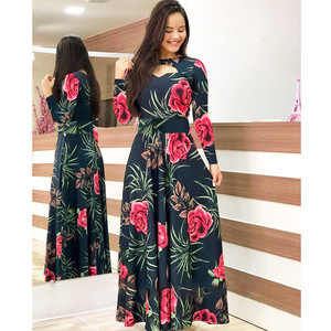 Kadınlar Casual bahar uzun kollu elbise elbise baskı Robe Femme Vestidos Slim Fit Streetwear uzun kollu uzun Maxi elbise - Product Image 3